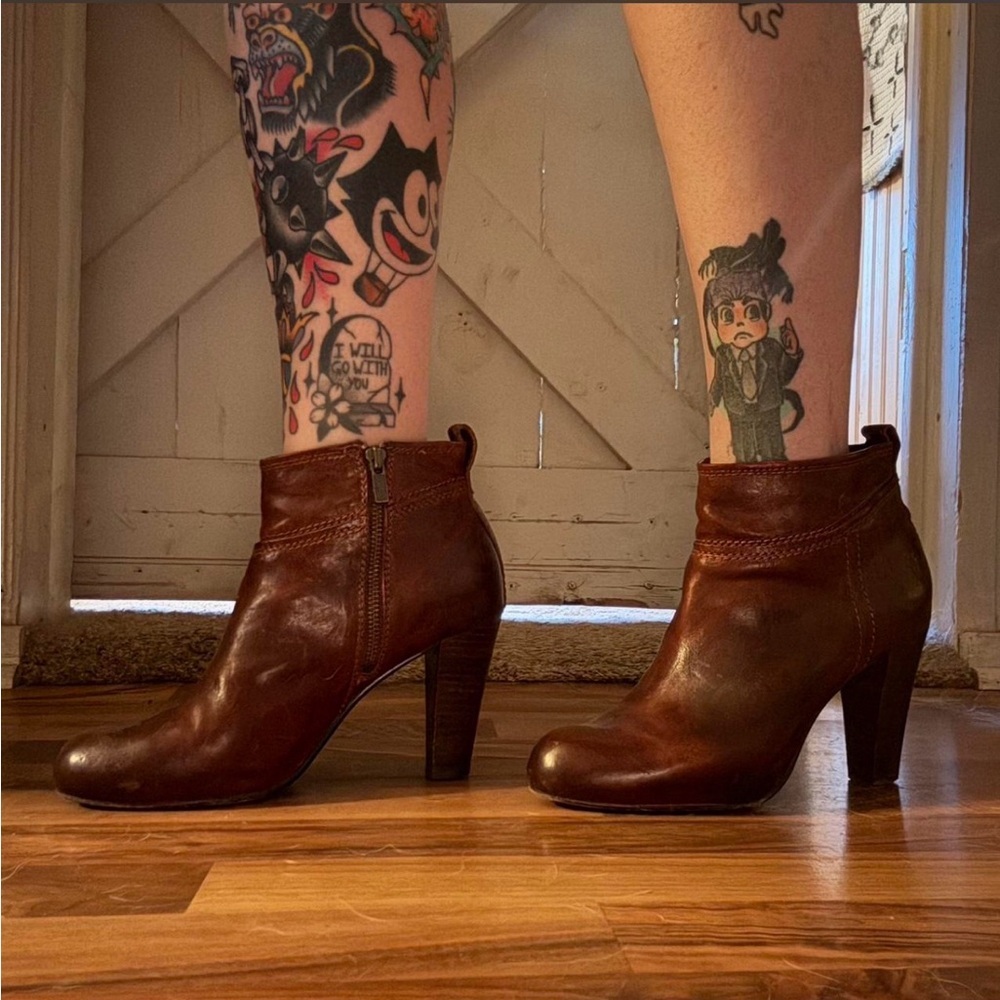 Frye Miranda Stud Booties in Cognac color
